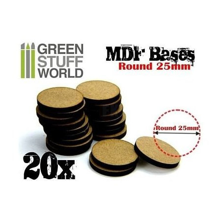 Drevotrieskové podstavce MDF Bases - Round 25 mm (20 ks)